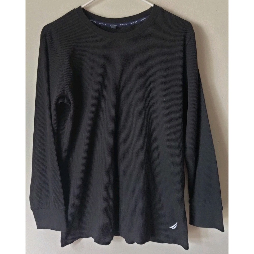 Nautica Men's Thermal Long Sleeve T-Shirt Black Cotton Blend Size XL